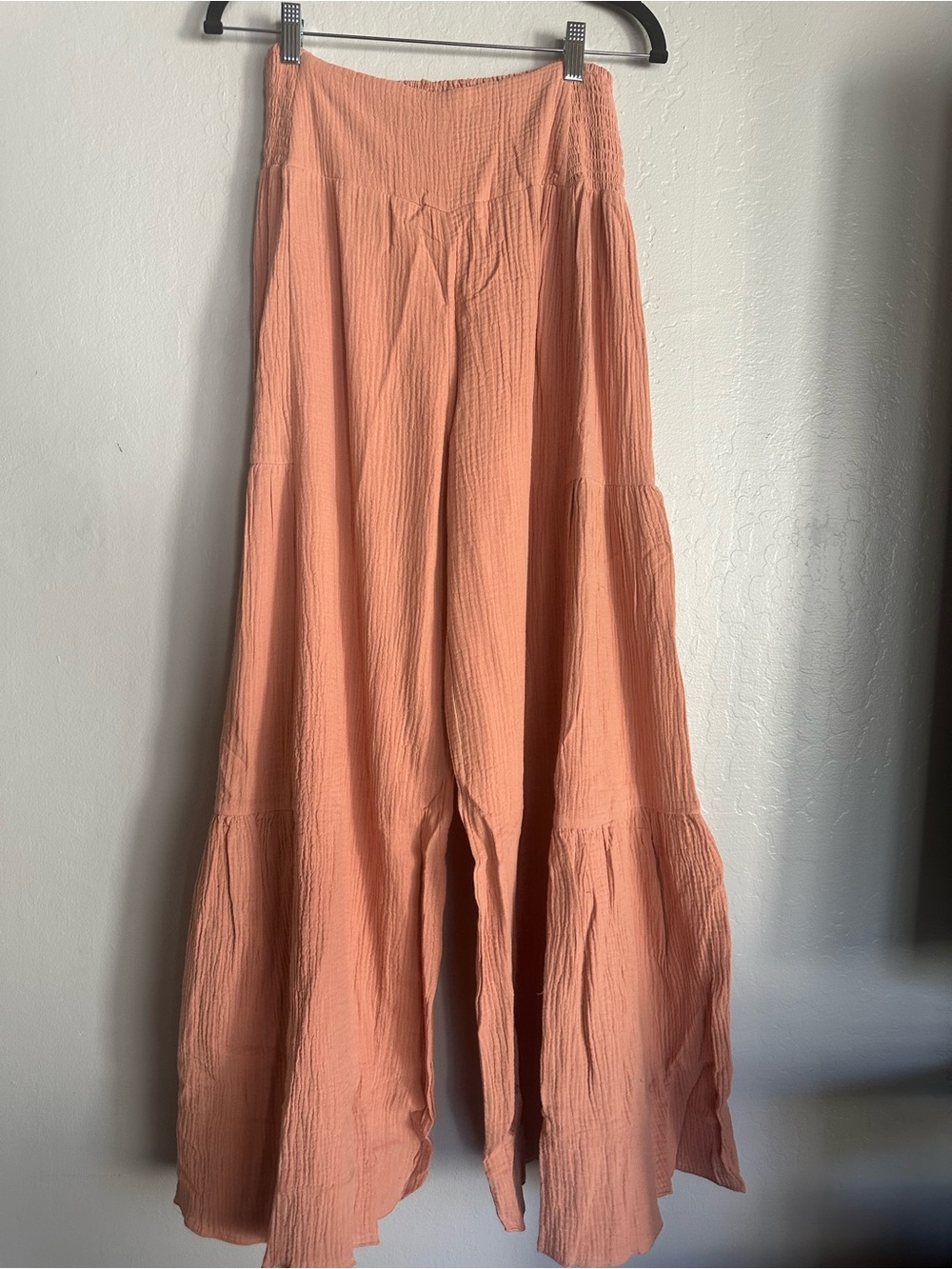 Boho Wide-Leg Peach Jumpsuit Pants